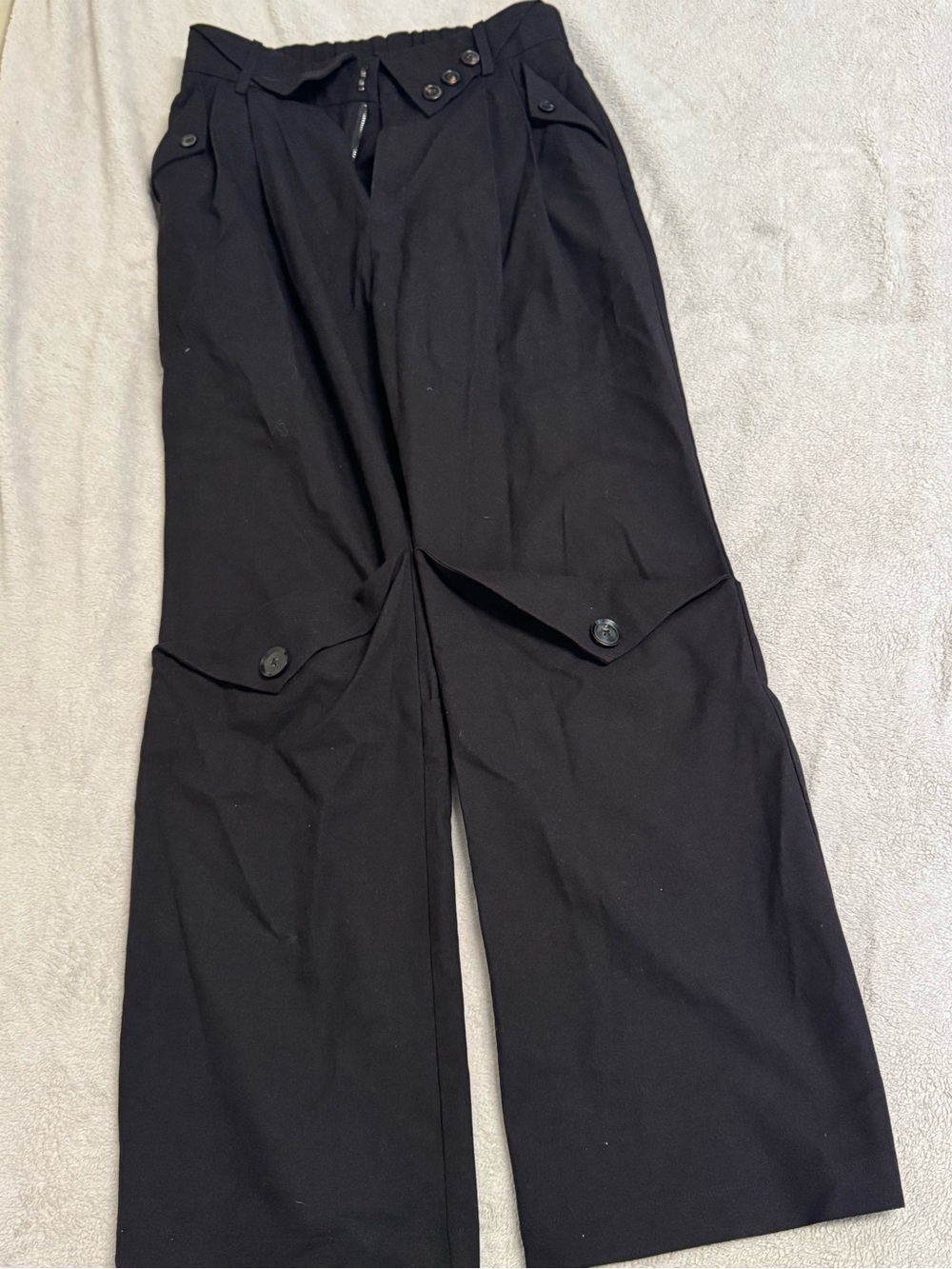 Black Wide-Leg Utility Pants for Women